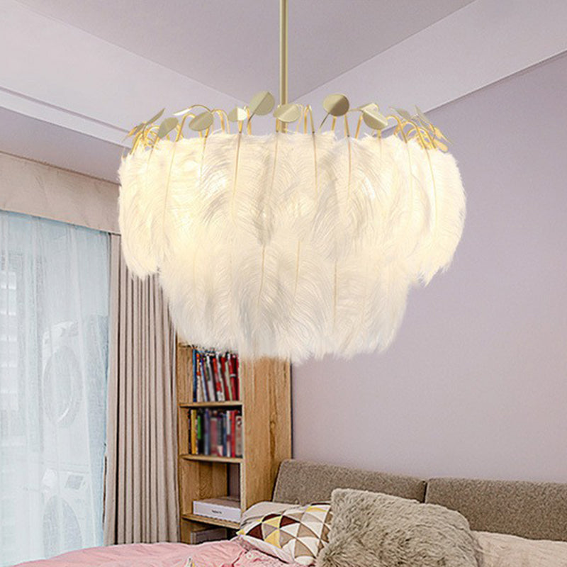 Nordic Style Gold Feather Nursery Pendant Chandelier Light Fixture