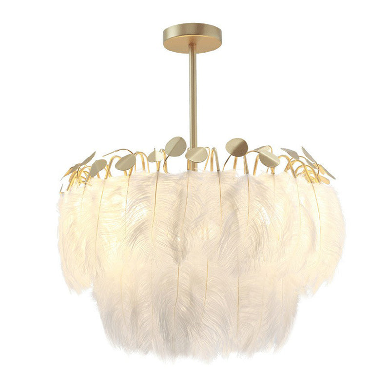 Nordic Style Gold Feather Nursery Pendant Chandelier Light Fixture