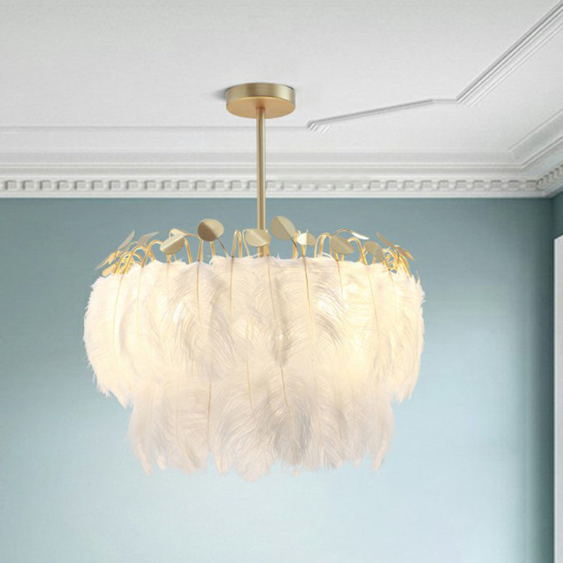 Nordic Style Gold Feather Nursery Pendant Chandelier Light Fixture