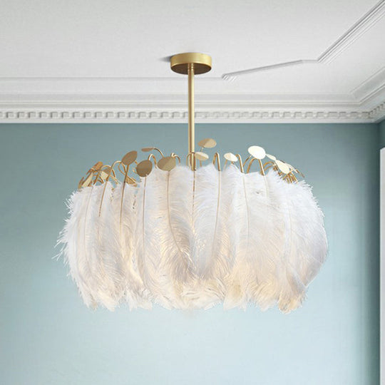 Nordic Style Gold Feather Nursery Pendant Chandelier Light Fixture