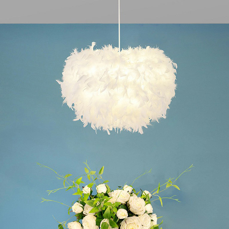 White Minimalistic Hemisphere Pendant Light for Living Room