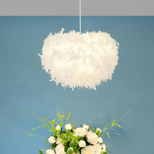 White Minimalistic Hemisphere Pendant Light for Living Room