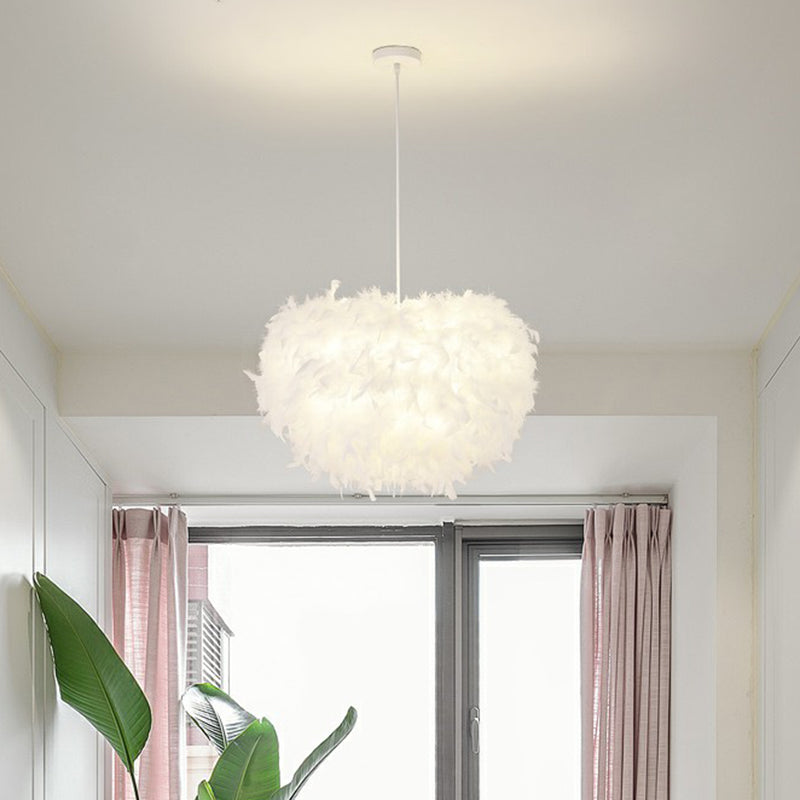 White Minimalistic Hemisphere Pendant Light for Living Room