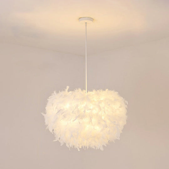 White Minimalistic Hemisphere Pendant Light for Living Room