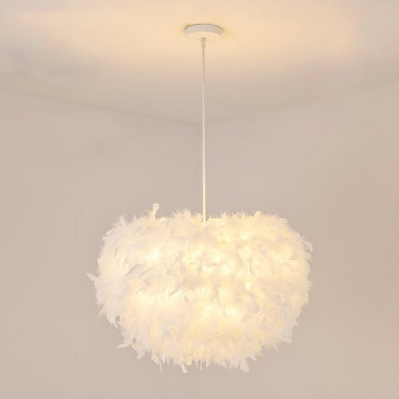 White Minimalistic Hemisphere Pendant Light for Living Room