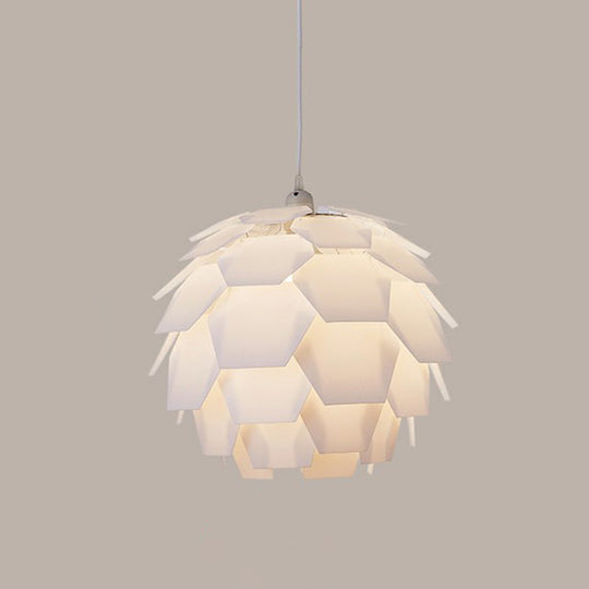 White Feather Hanging Lamp: Round Ceiling Light for Girls' Bedroom - Simplicity & Style