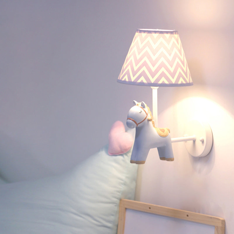 Kids Pink Deer Nursery Wall Light With Single Bulb - Stylish Empire Shade Fixture / B