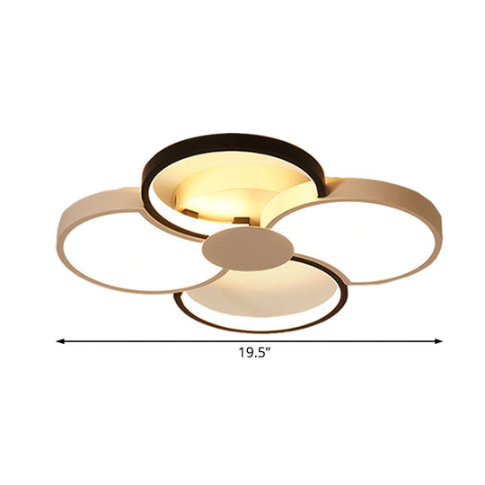 Black And White Led Flower Ceiling Light With Acrylic Shade In 3 Options 16.5-23.5 Wide For Bedrooms