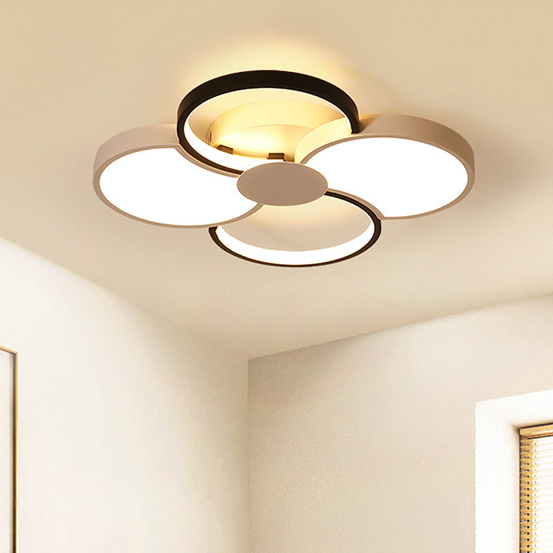 Black And White Led Flower Ceiling Light With Acrylic Shade In 3 Options 16.5-23.5 Wide For Bedrooms