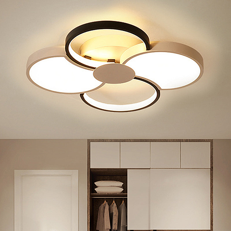 Black And White Led Flower Ceiling Light With Acrylic Shade In 3 Options 16.5-23.5 Wide For Bedrooms