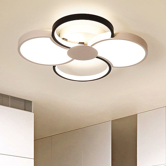 Black And White Led Flower Ceiling Light With Acrylic Shade In 3 Options 16.5-23.5 Wide For Bedrooms