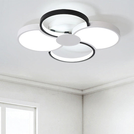 Black And White Led Flower Ceiling Light With Acrylic Shade In 3 Options 16.5-23.5 Wide For Bedrooms