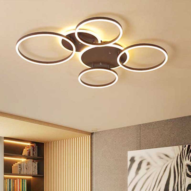 Postmodern LED Bedroom Ceiling Lamp with Black Hoop & Warm/White Light - 1/2/3 Heads Available