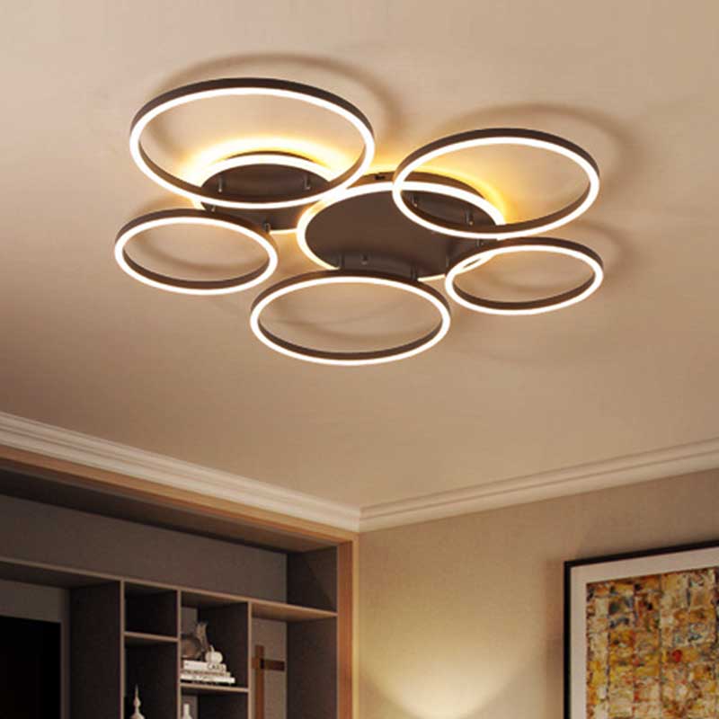 Postmodern Led Bedroom Ceiling Lamp With Black Hoop & Warm/White Light - 1/2/3 Heads Available 5 /