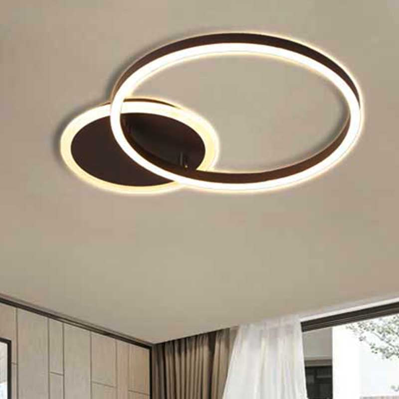 Postmodern LED Bedroom Ceiling Lamp with Black Hoop & Warm/White Light - 1/2/3 Heads Available