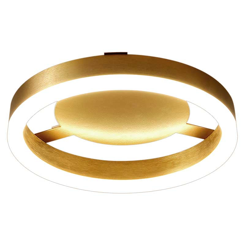 Golden Metal Ceiling Mounted LED Flush Lamp for Modern Corridors - Round/Square, Warm/White Light