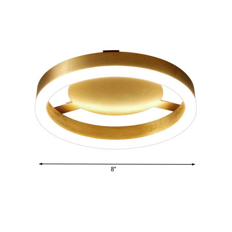 Golden Metal Ceiling Mounted LED Flush Lamp for Modern Corridors - Round/Square, Warm/White Light