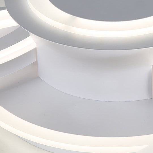 Contemporary Multi-Halo Flush Ceiling Light With Acrylic Shade Available In Warm/White For Bedroom