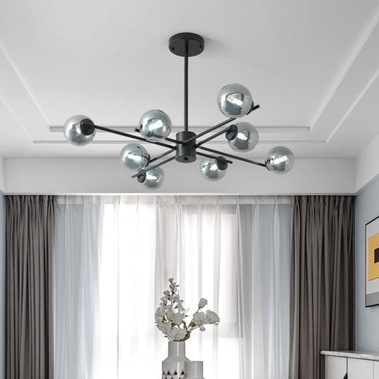 Sputnik Semi Flush Mount Silver Glass Ceiling Light Fixture - Modern Postmodern Design with 6/8/10 Lights for White Living Room