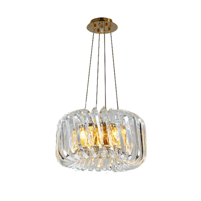 Contemporary Crystal Treasure Bowl Pendant Chandelier - Clear Led Ceiling Lamp