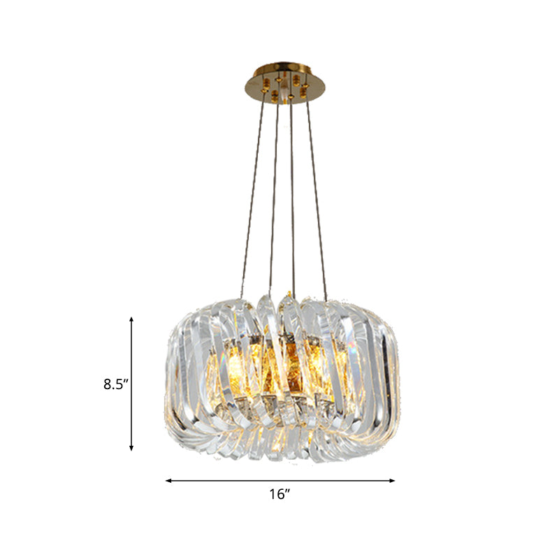 Contemporary LED Crystal Chandelier - Clear Treasure Bowl Pendant Ceiling Lamp