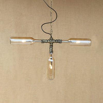 Antique Stylish Hanging Pendant Light: Glass Chandelier Lamp In Blue/Clear - Perfect For Dining Room