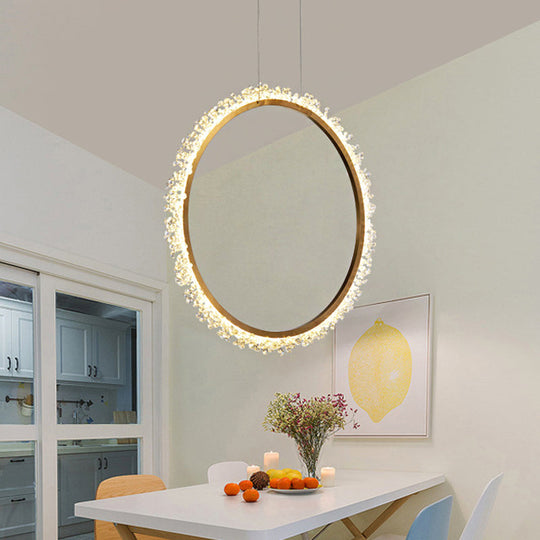 Crystal Golden LED Ring Chandelier Pendant Light - 16"/23.5"/31.5" Diameter - White/Warm/Natural Light Options