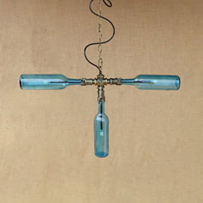 Antique Stylish Hanging Pendant Light: Glass Chandelier Lamp In Blue/Clear - Perfect For Dining Room