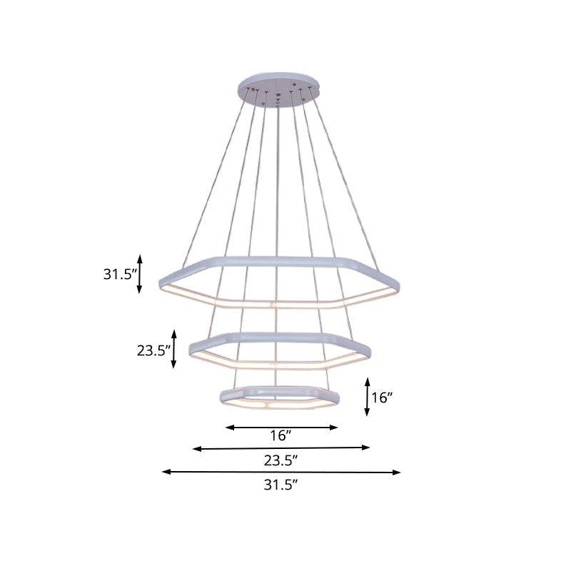 Simplicity Acrylic Led Hanging Lamp: Tiered Hexagonal Chandelier Pendant 1/2/3-Light