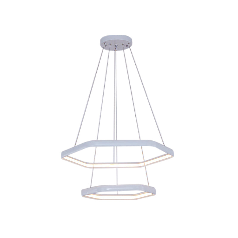 Simplicity Acrylic Led Hanging Lamp: Tiered Hexagonal Chandelier Pendant 1/2/3-Light