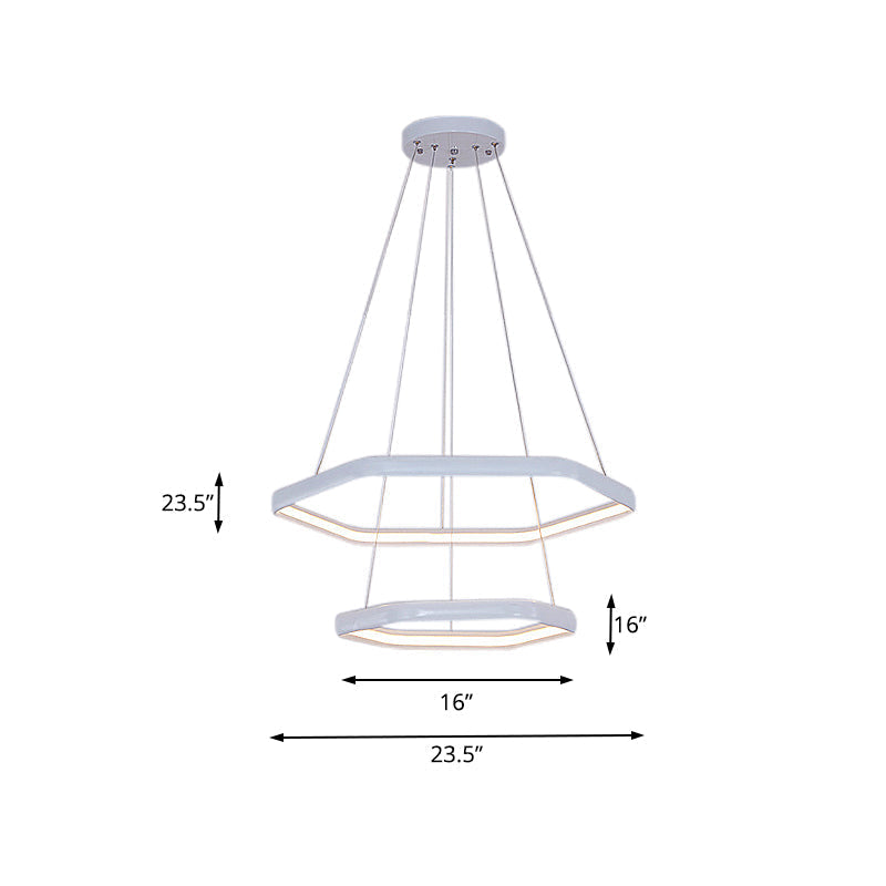 Simplicity Acrylic Led Hanging Lamp: Tiered Hexagonal Chandelier Pendant 1/2/3-Light