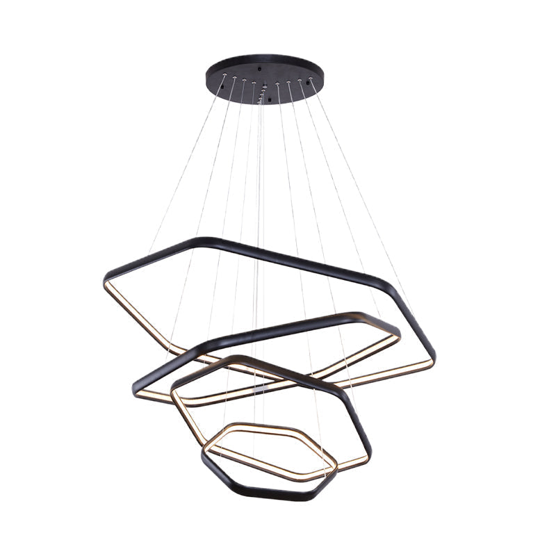 Simplicity Acrylic Led Hanging Lamp: Tiered Hexagonal Chandelier Pendant 1/2/3-Light