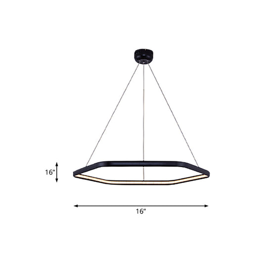 Simplistic Acrylic Tiered Hexagonal LED 1/2/3-Light Pendant Chandelier Hanging Lamp in Black/Silver/White