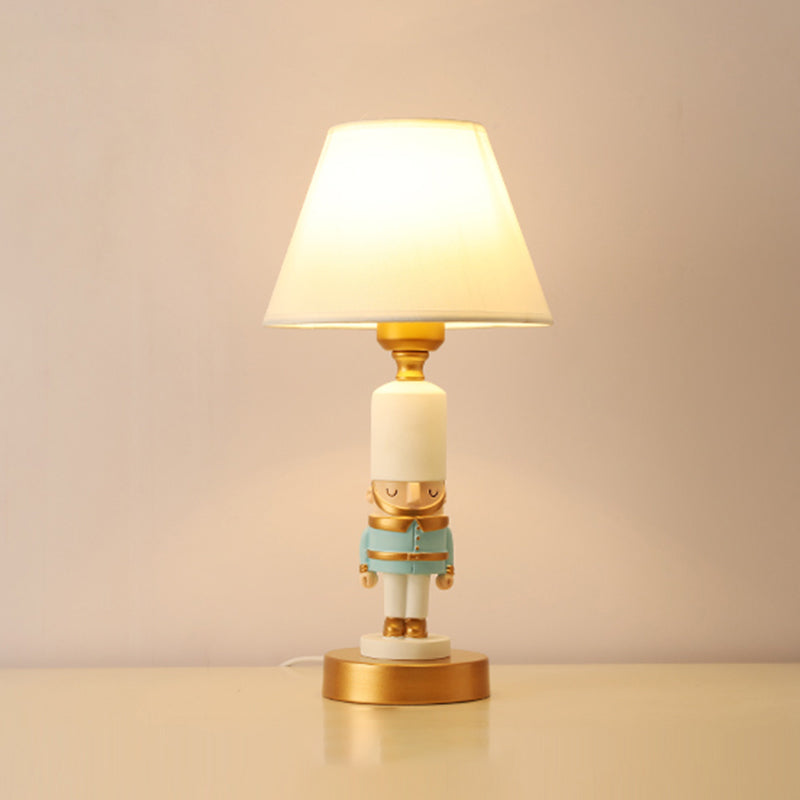 Kids Soldier Bedside Lamp: Resin Nightstand With Shade Table Lighting (1 Bulb)