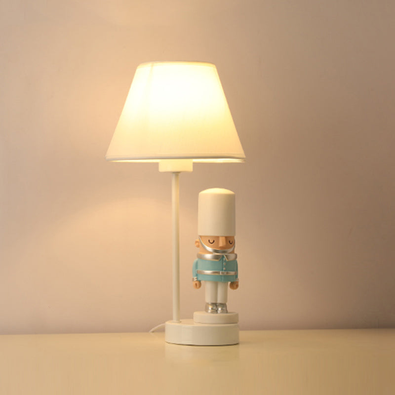 Kids Soldier Bedside Lamp: Resin Nightstand With Shade Table Lighting (1 Bulb)