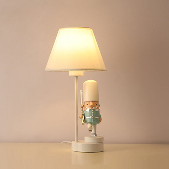 Kids Soldier Bedside Lamp: Resin Nightstand With Shade Table Lighting (1 Bulb)