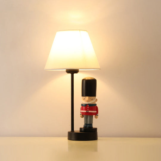 Kids Soldier Bedside Lamp: Resin Nightstand With Shade Table Lighting (1 Bulb)