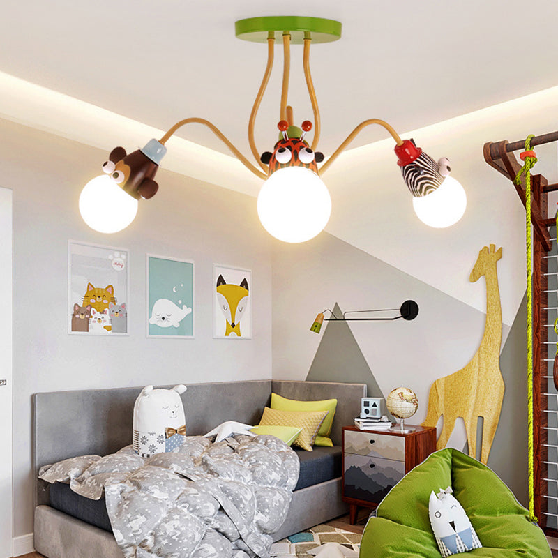 Yellow Octopus Cartoon Metal Ceiling Light With Animal Socket