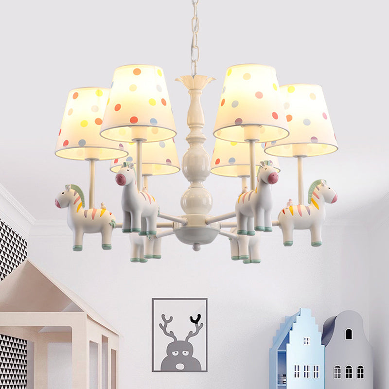 Patterned Fabric Shade Zebra Kids Chandelier Pendant Light For Bedroom