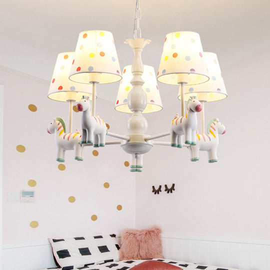 Patterned Fabric Shade Zebra Kids Chandelier Pendant Light For Bedroom