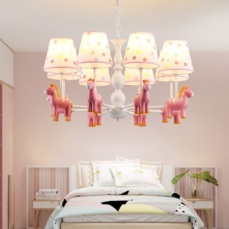 Patterned Fabric Shade Zebra Kids Chandelier Pendant Light For Bedroom