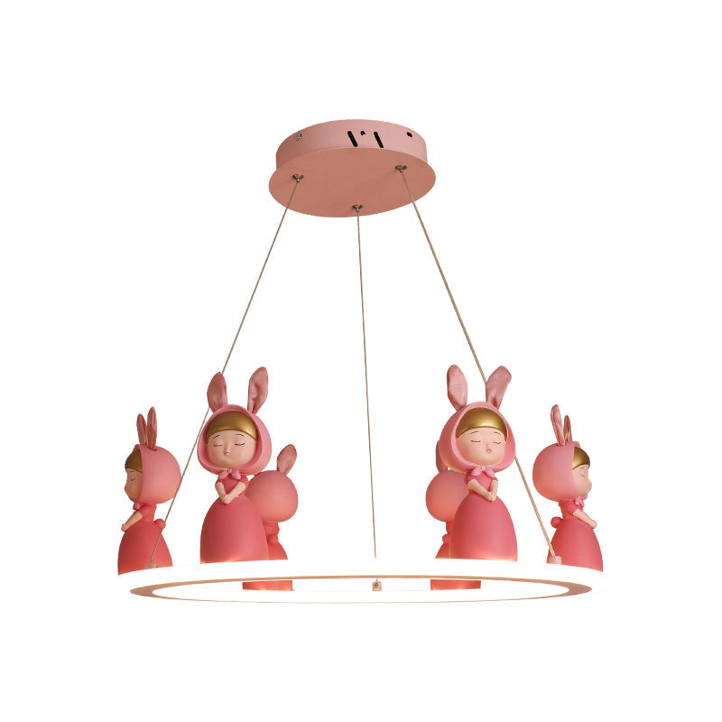 Kids Chandelier: Acrylic Circular Suspension Light With Decorative Figurine - Perfect For Nurseries