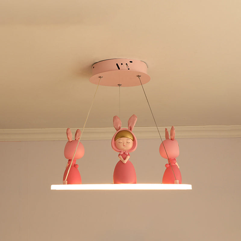 Kids Chandelier: Acrylic Circular Suspension Light With Decorative Figurine - Perfect For Nurseries