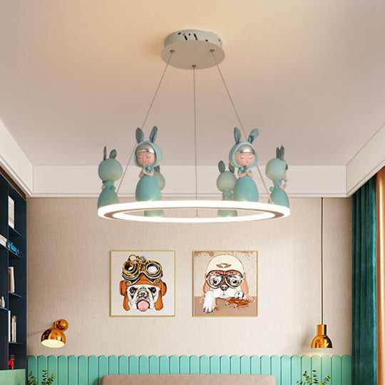 Kids Chandelier: Acrylic Circular Suspension Light With Decorative Figurine - Perfect For Nurseries