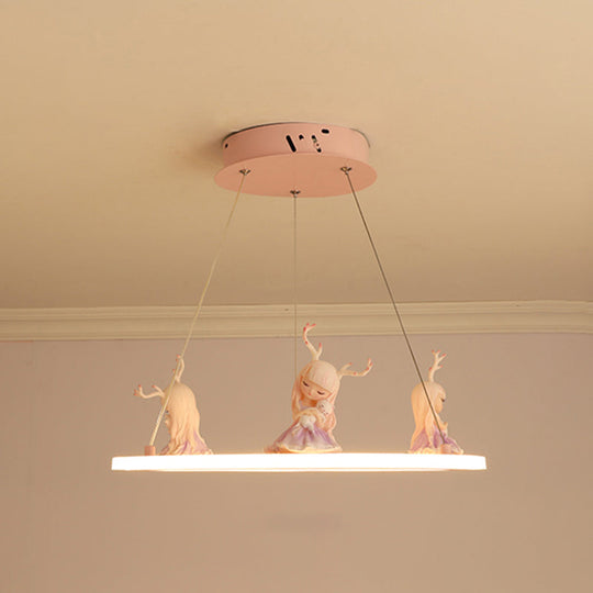 Kids Chandelier: Acrylic Circular Suspension Light With Decorative Figurine - Perfect For Nurseries