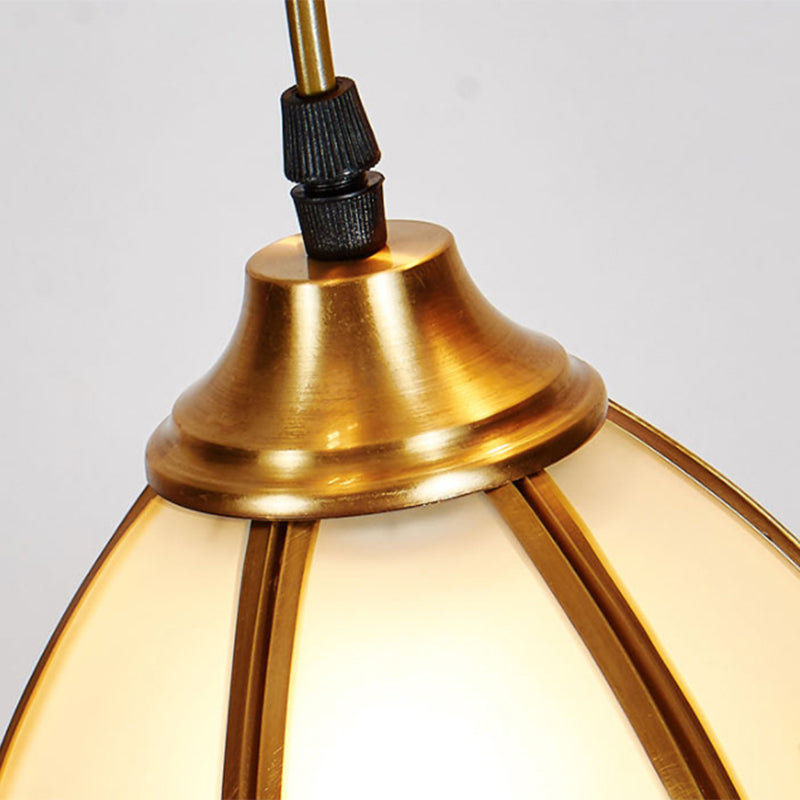 Artistic Frost Glass Scallop Bell Ceiling Light with 6-Head Brass Suspension