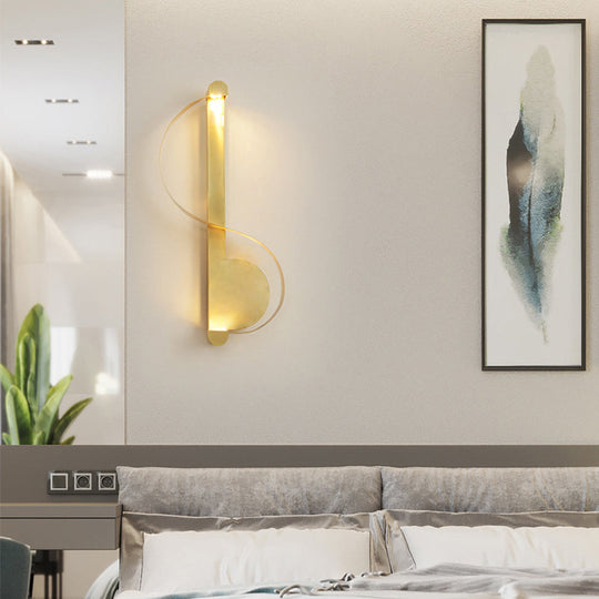 Curved Golden Led Wall Sconce In Warm/White Light - Stylish Aluminum Fixture