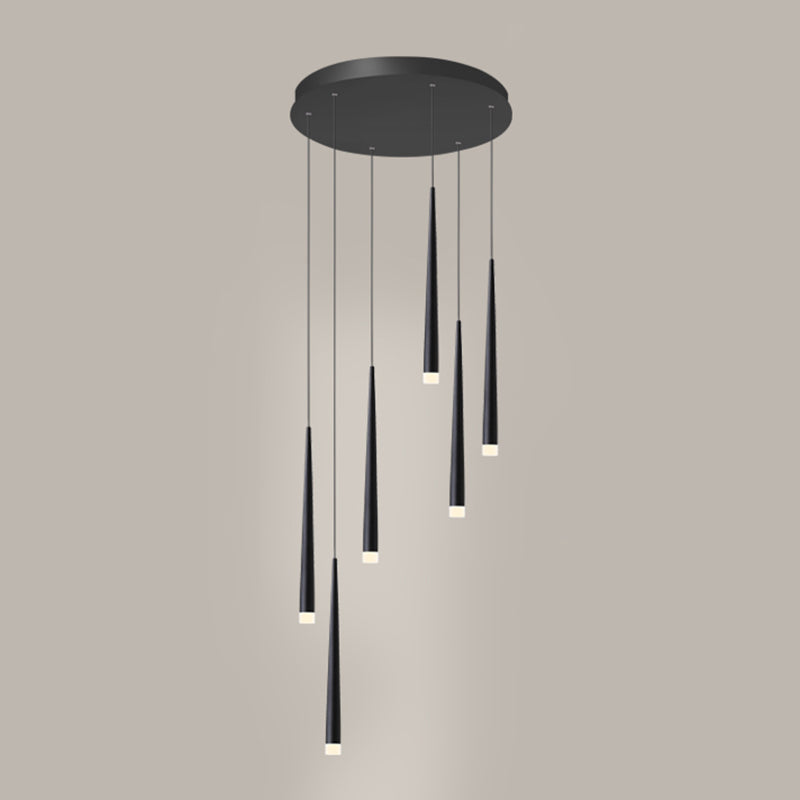 Sleek Metallic Spiral Ceiling Light With Acrylic Shade - Minimalistic Staircase Suspension Lighting