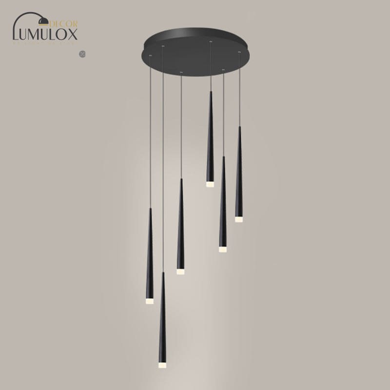 Minimalist Metallic Multi Ceiling Light  Staircase Suspension Lighting with Acrylic Shade