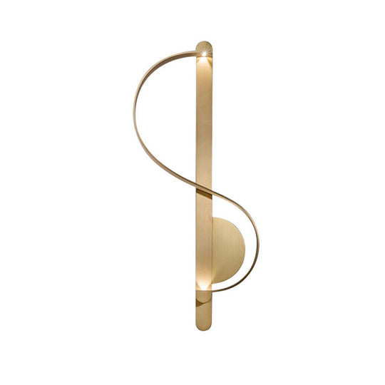 Curved Golden Led Wall Sconce In Warm/White Light - Stylish Aluminum Fixture